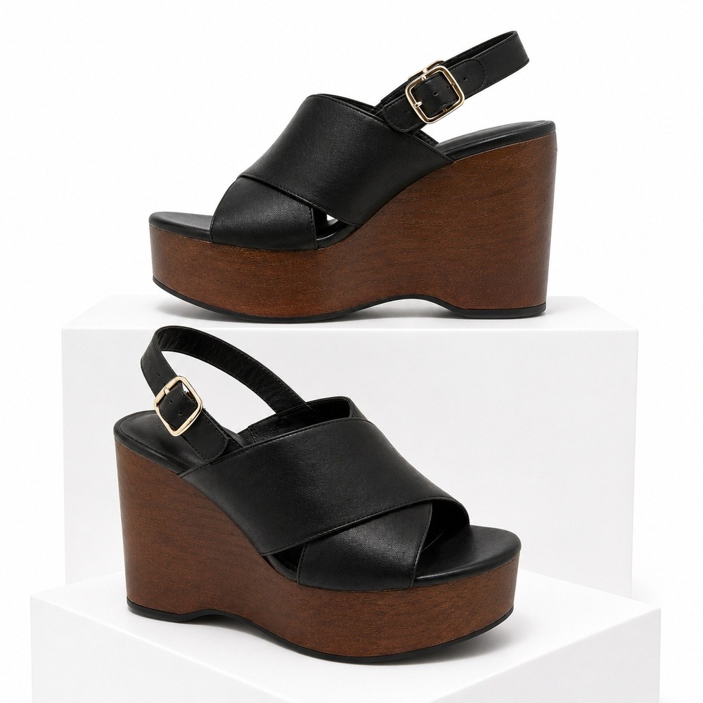 Women's Wedge Sandals Universal Thread Naomi Black Size 7 New With Tags